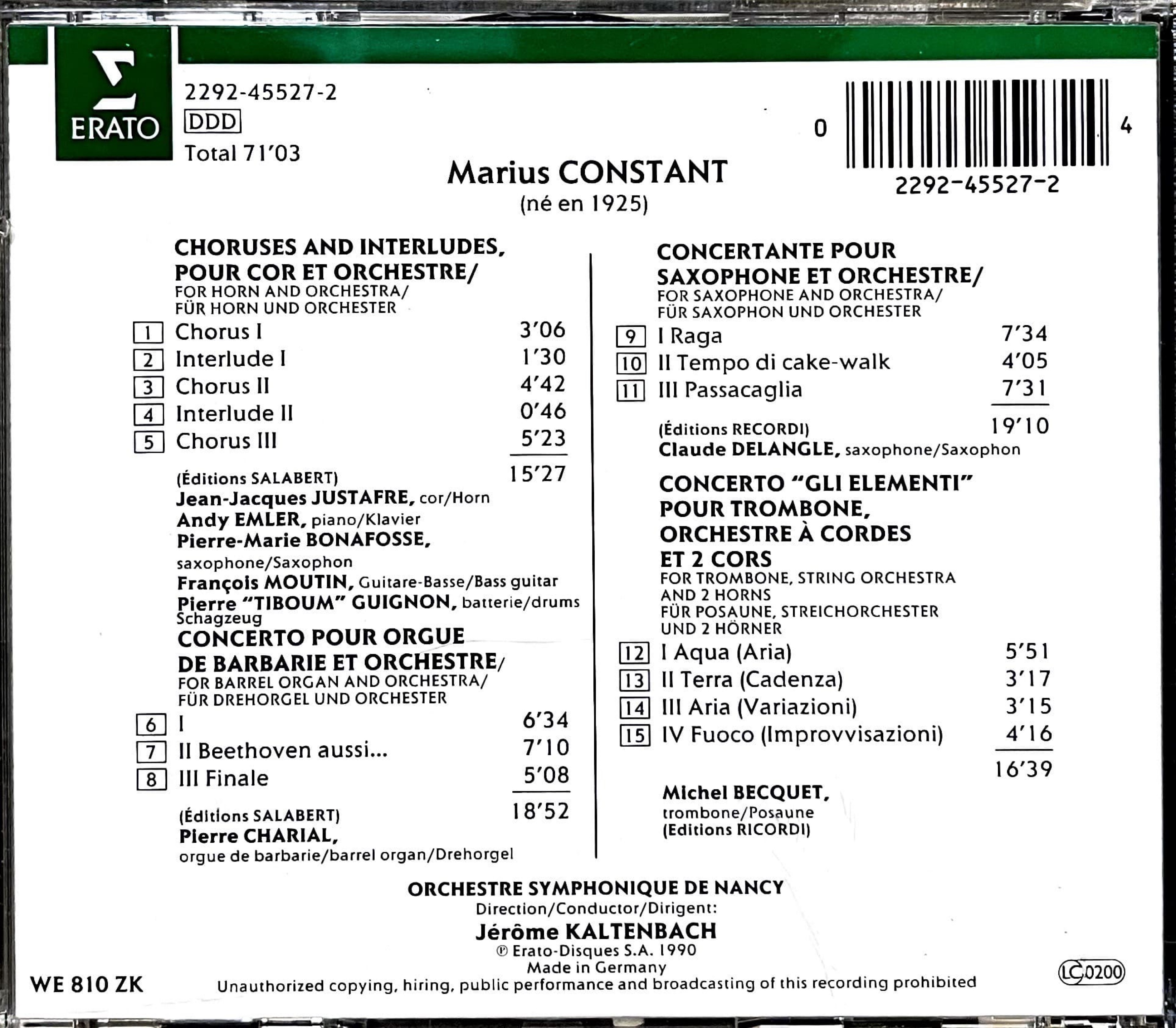 Marius Constant 4 Concertos