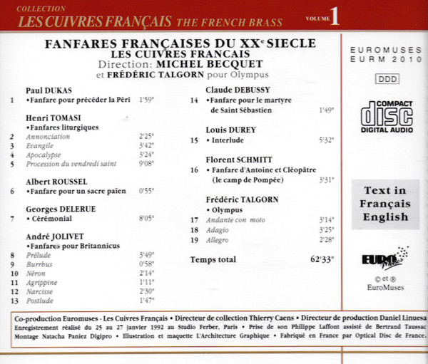 FANFARES FRANCAISES DU XX° SIECLE LES CUIVRES FRANCAIS